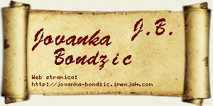 Jovanka Bondžić vizit kartica